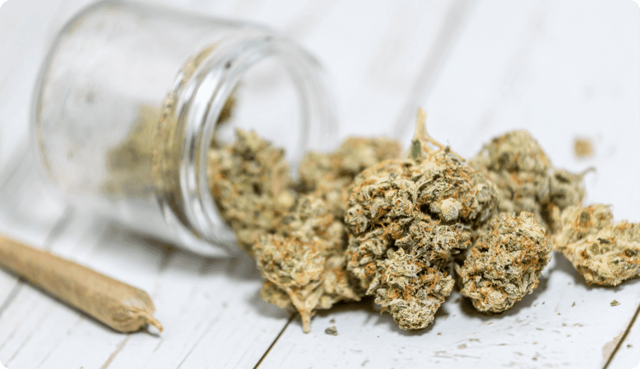 Cannabisblüten im Glas